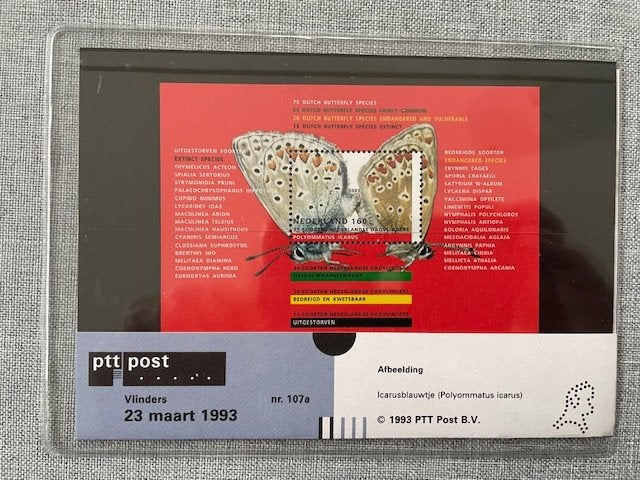 Postzegelmapje PZM107a Blok Natuur en Milieu, vlinders 1993, Ophalen of Verzenden, Postfris, Dier of Natuur