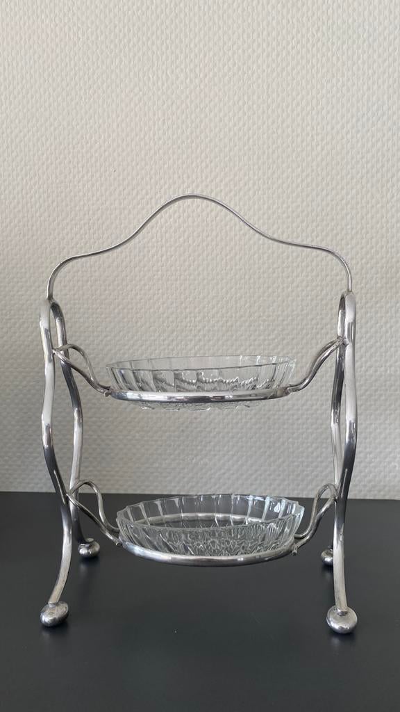 Verzilverde etagere met schaaltjes., Ophalen of Verzenden, Zilver