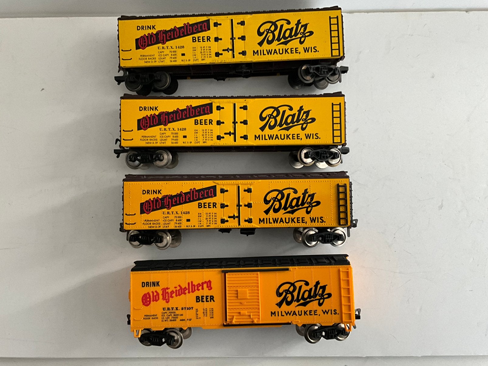4 Fleischmann HO amerikaanse boxcars kat.nr. 1428, Gelijkstroom, Fleischmann, Wagon, Ophalen of Verzenden