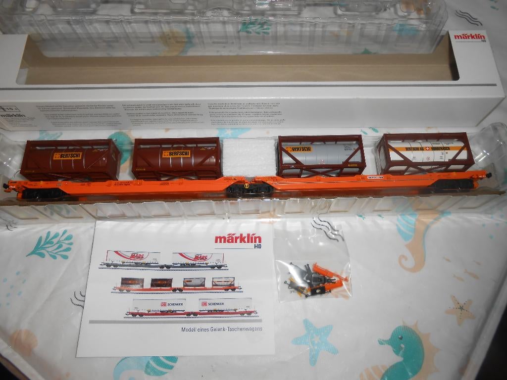 Märklin 47471 SBB Zwitserland dubbele container wagon, Hobby en Vrije tijd, Modeltreinen | H0, Wisselstroom, Ophalen of Verzenden