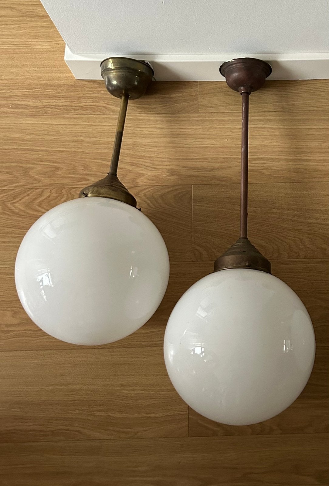 2 X Art Deco Gispen Bollamp / Schoollamp | Jaren 30, Ophalen of Verzenden, Zo goed als nieuw, Glas, Art Deco, Modern