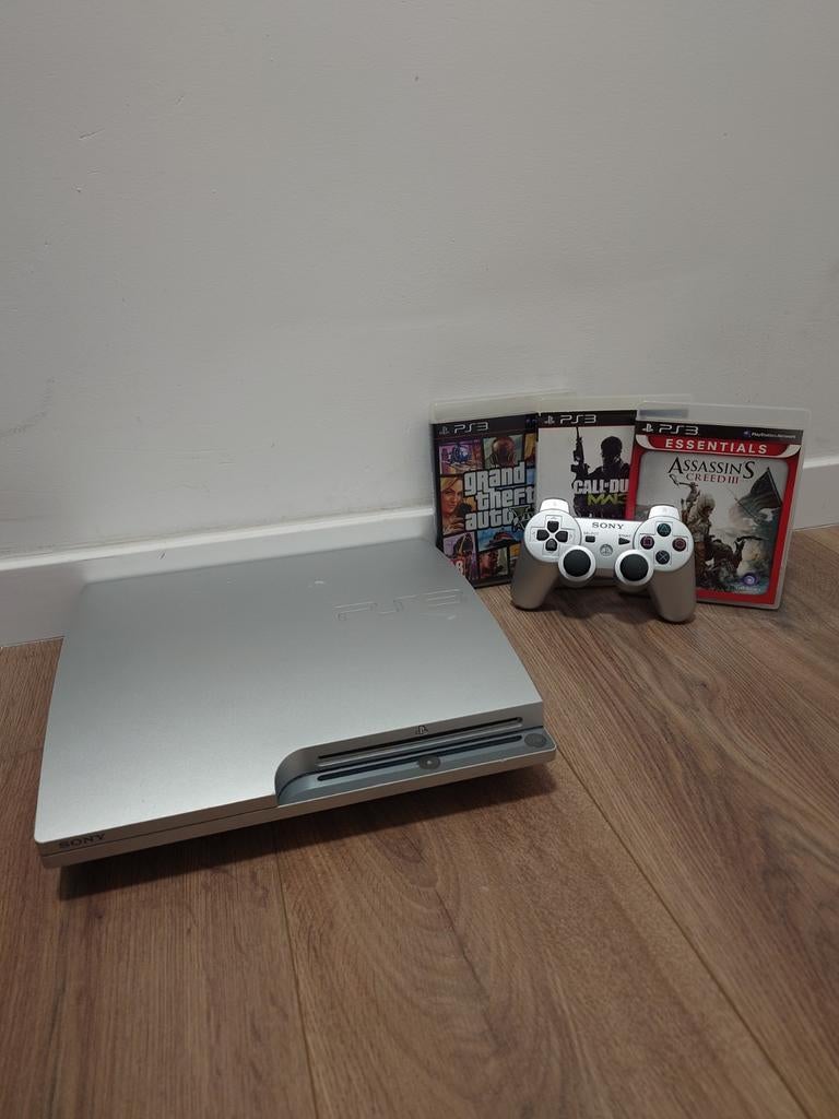 Playstation 3 Slim 160GB Satin Silver 1 Controller 3 Games, Spelcomputers en Games, Spelcomputers | Sony PlayStation 3, Ophalen of Verzenden