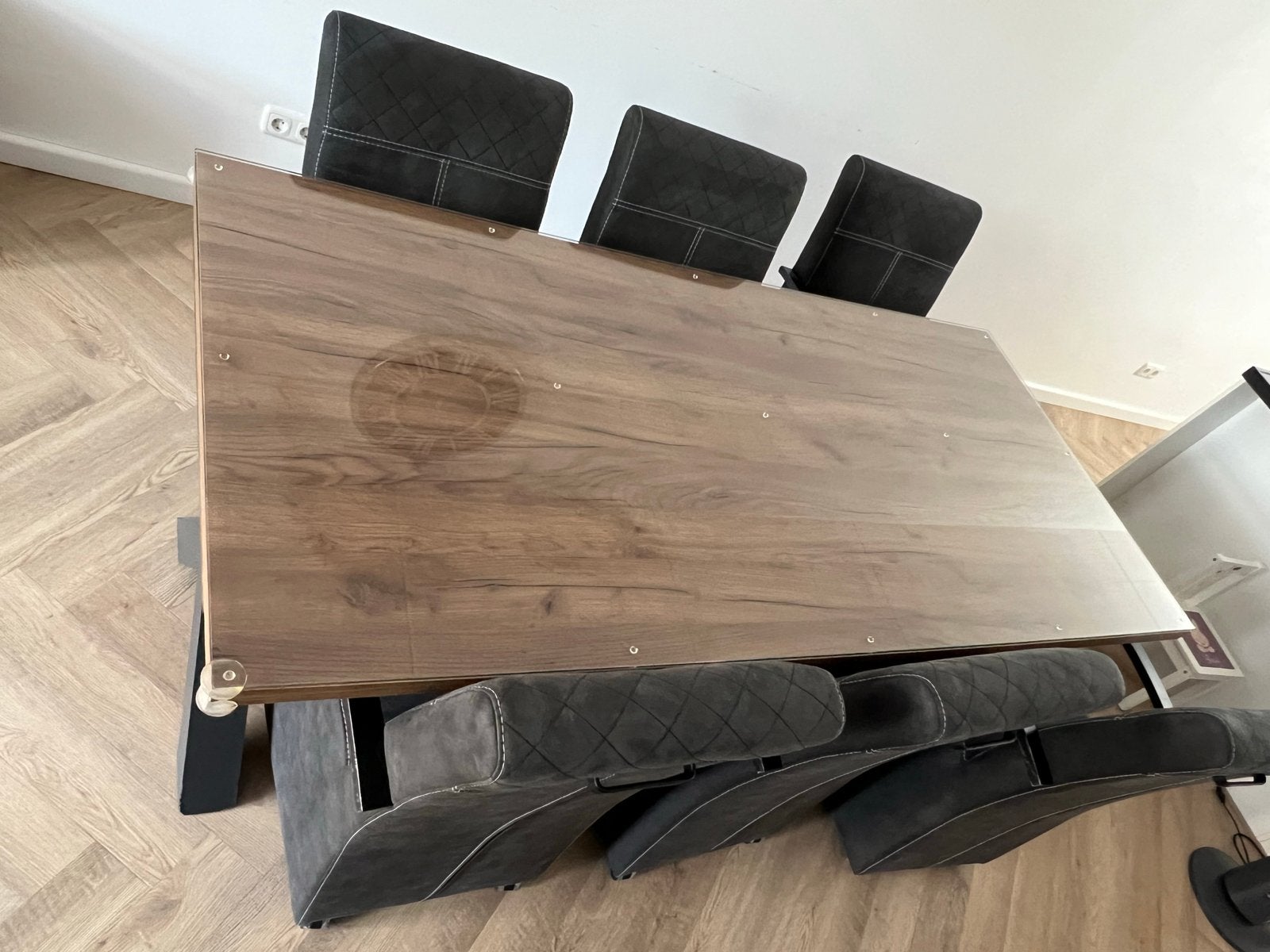 Eetkamertafel PETRUCI 190x90 + 6x CIRON eetfauteuils, Huis en Inrichting, Ophalen, Gebruikt, 50 tot 100 cm, Vijf personen of meer