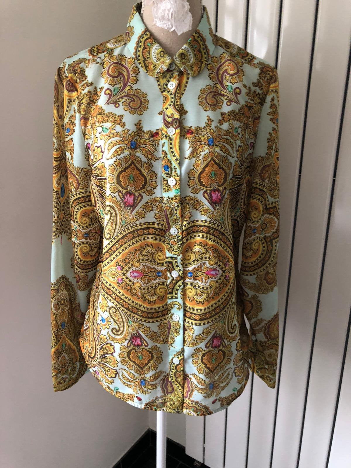 TED BAKER • Paisley | Turquoise | Blouse - M, Kleding | Dames, Ophalen of Verzenden, Nieuw, Maat 38/40 (M), Blauw
