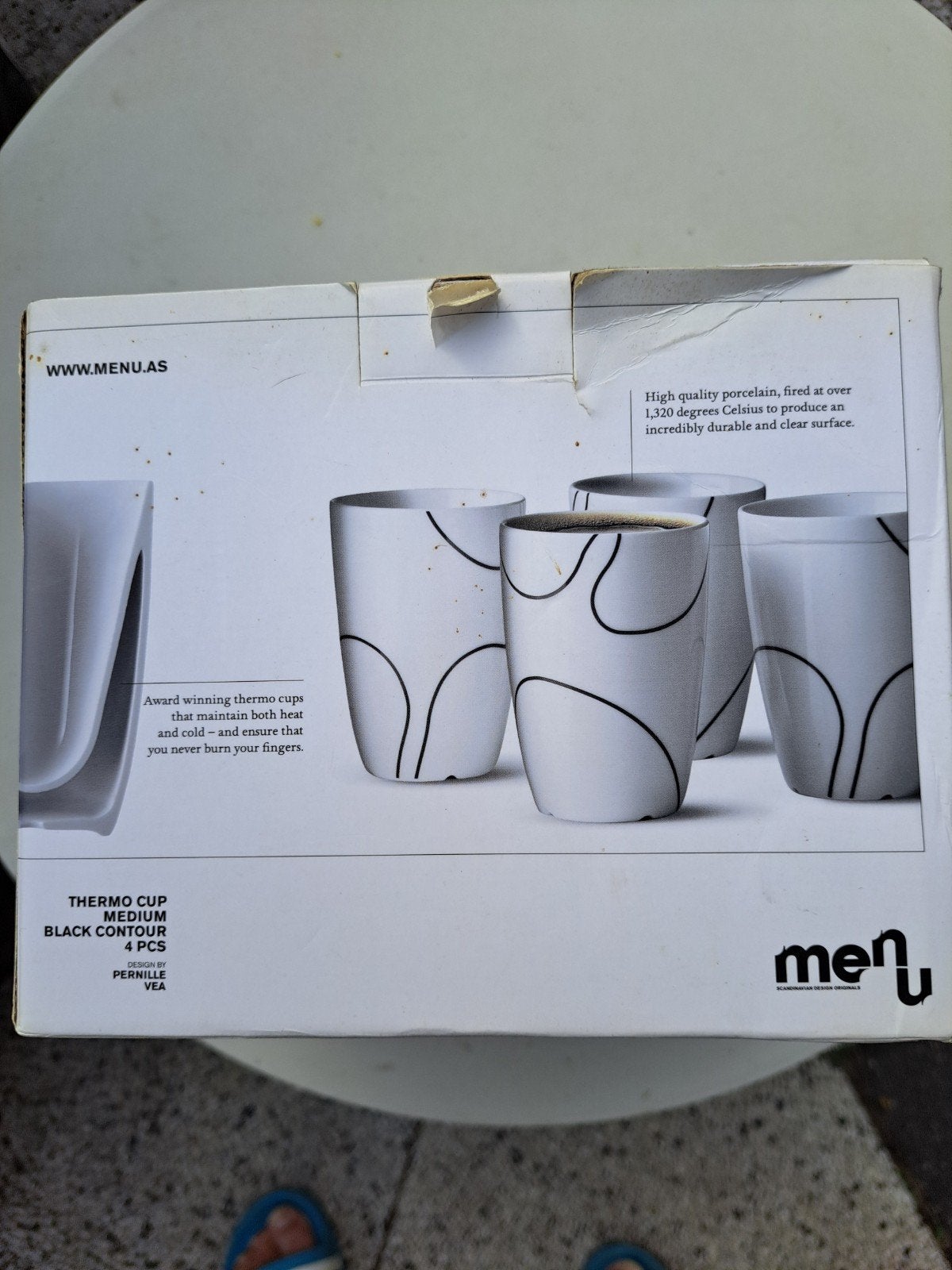 Menu Thermo Cups - Set van 4 - Zwart Contour, Overige typen, Ophalen of Verzenden, Zo goed als nieuw, Steen/keramiek