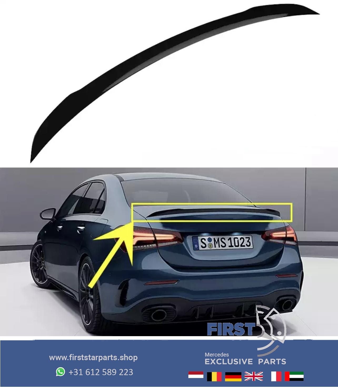 W177 V177 A KLASSE SEDAN AMG KOFFERBAK SPOILER ZWART 2018-20, Gebruikt, Ophalen of Verzenden, Achter, -