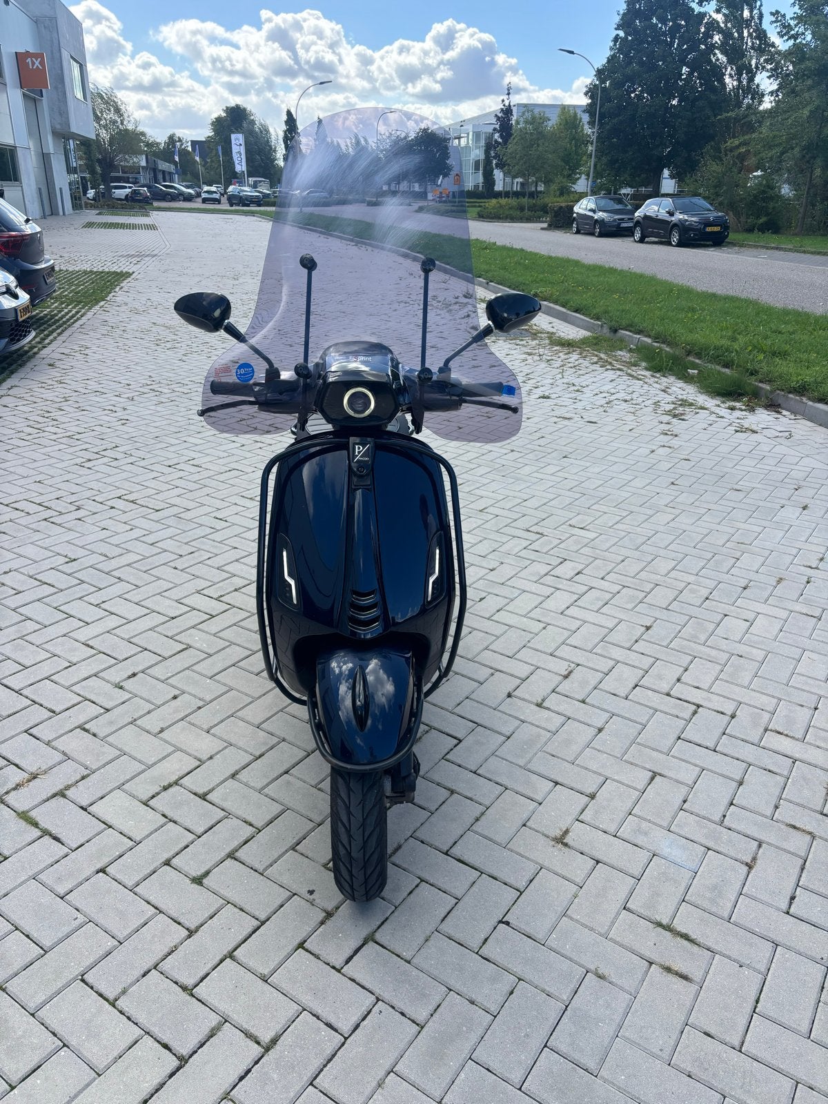 Vespa Sprint 2021 - Custom Blauw met LED Angel Eyes, Fietsen en Brommers, Ophalen, Gebruikt, Overige modellen, Maximaal 45 km/u