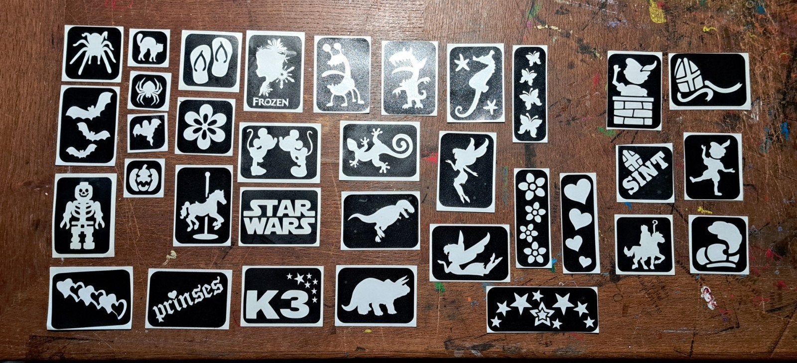 Zelfklevende glittertattoo sjabloon, airbrush stencil, Zwart, Zelfklevend, Overige thema's, Overige typen