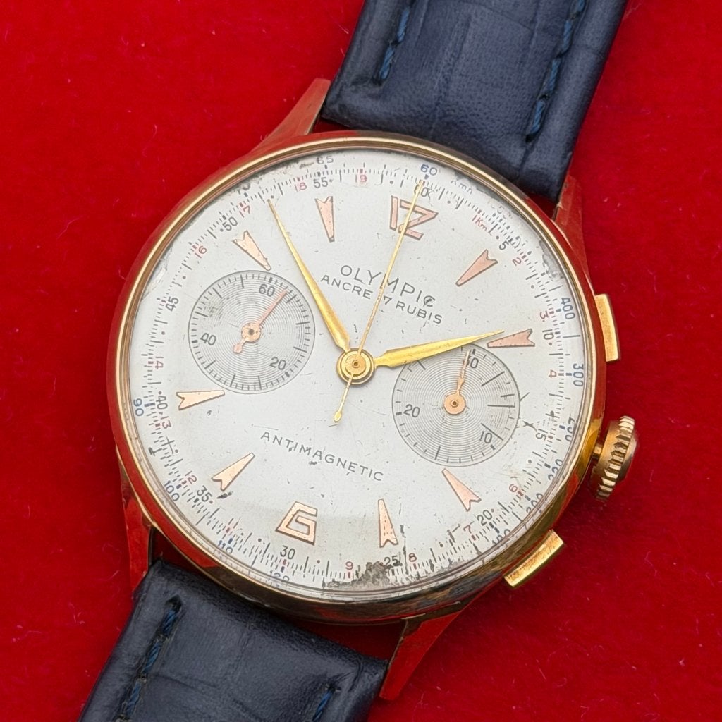Olympic Chronograph 1940s - 18kt goud - 37mm, Overige merken, Polshorloge, Verguld, Goud