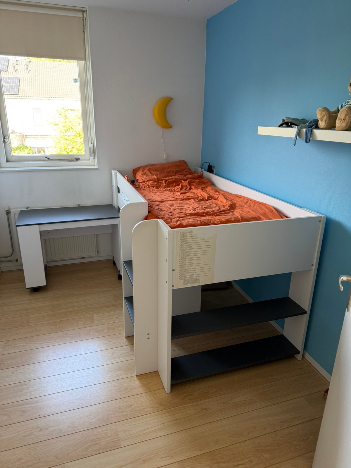Half hoog slaper met bureau en ladeblok, Ophalen, Zo goed als nieuw, Hoogslaper