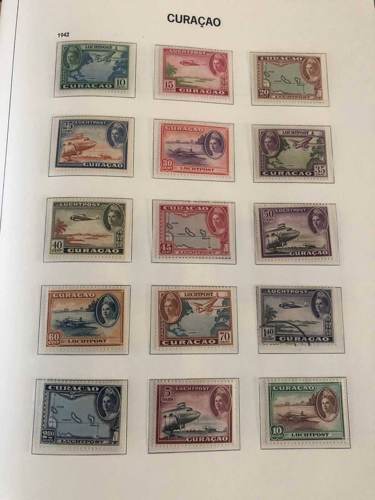 229 Curacao Luchtpost set t/m 10 gulden, Ophalen of Verzenden, Envelop