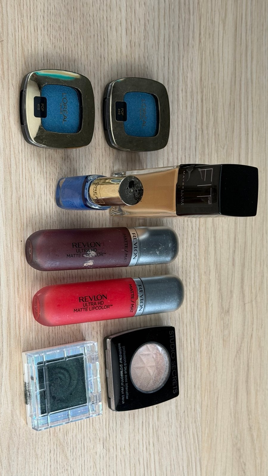 8 stuks make-up pakket: L'Oréal, Revlon, Maybelline, Gebruikt, Lippen, Blauw, Ophalen of Verzenden