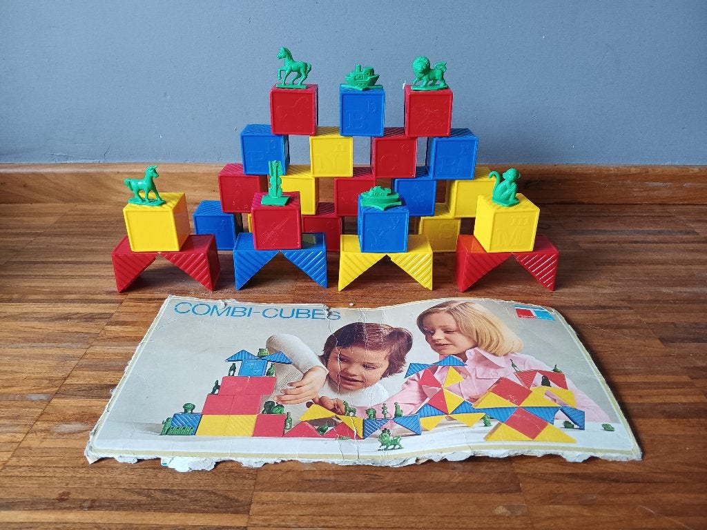 Vintage Tupperware speelgoed blokken, jaren 70, Ophalen of Verzenden, Gebruikt, Bouwen