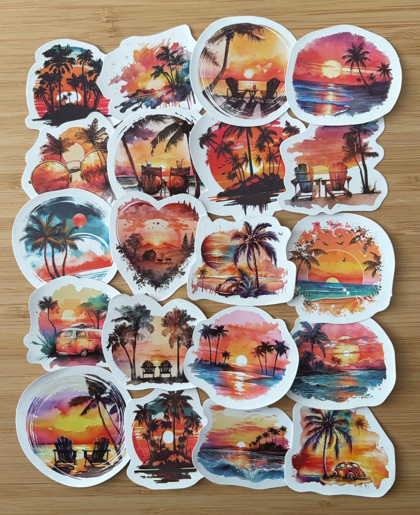 Sunset zonsondergang stickers, Verzenden, Nieuw, Meerdere stickers