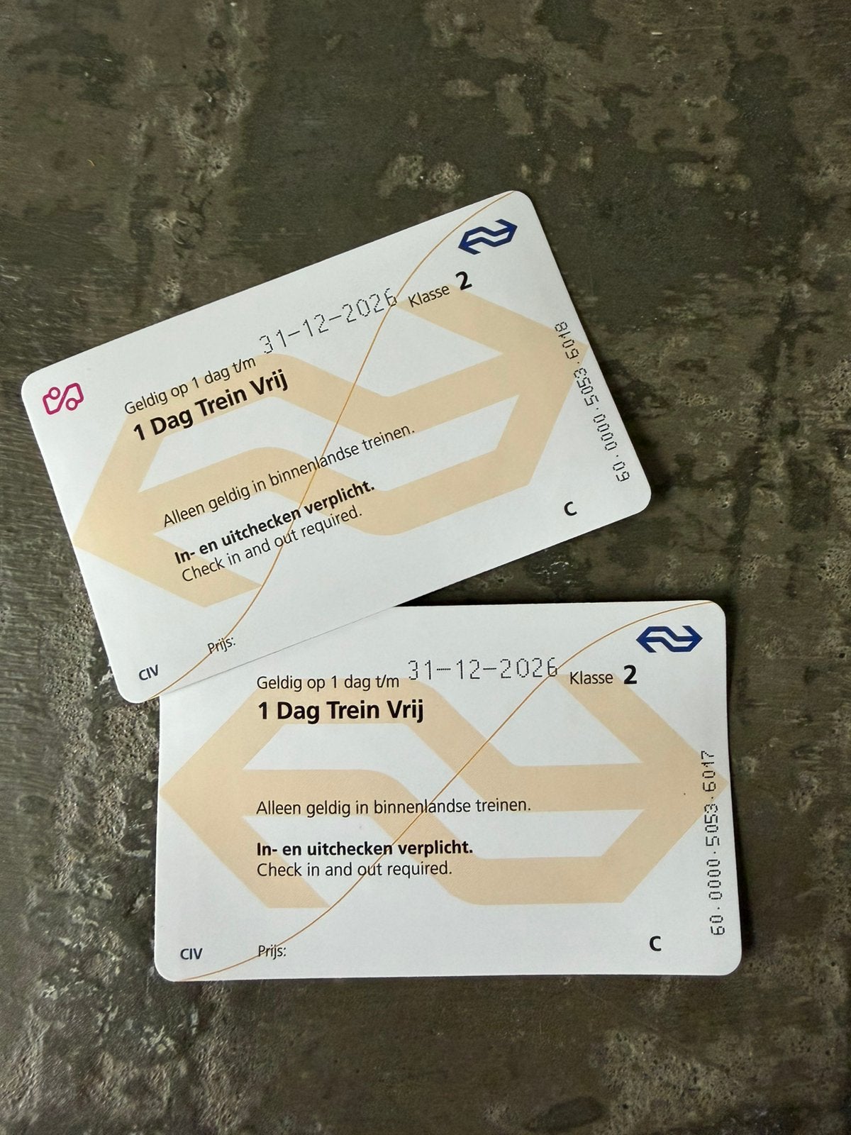 2 x NS dagkaart, Twee personen, Trein, Nederland, Algemeen kaartje