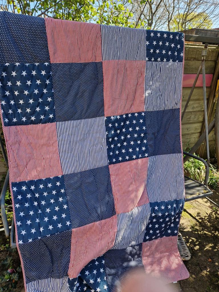 1 persoons patchwork quilt USA vlag, Ophalen of Verzenden, Gebruikt