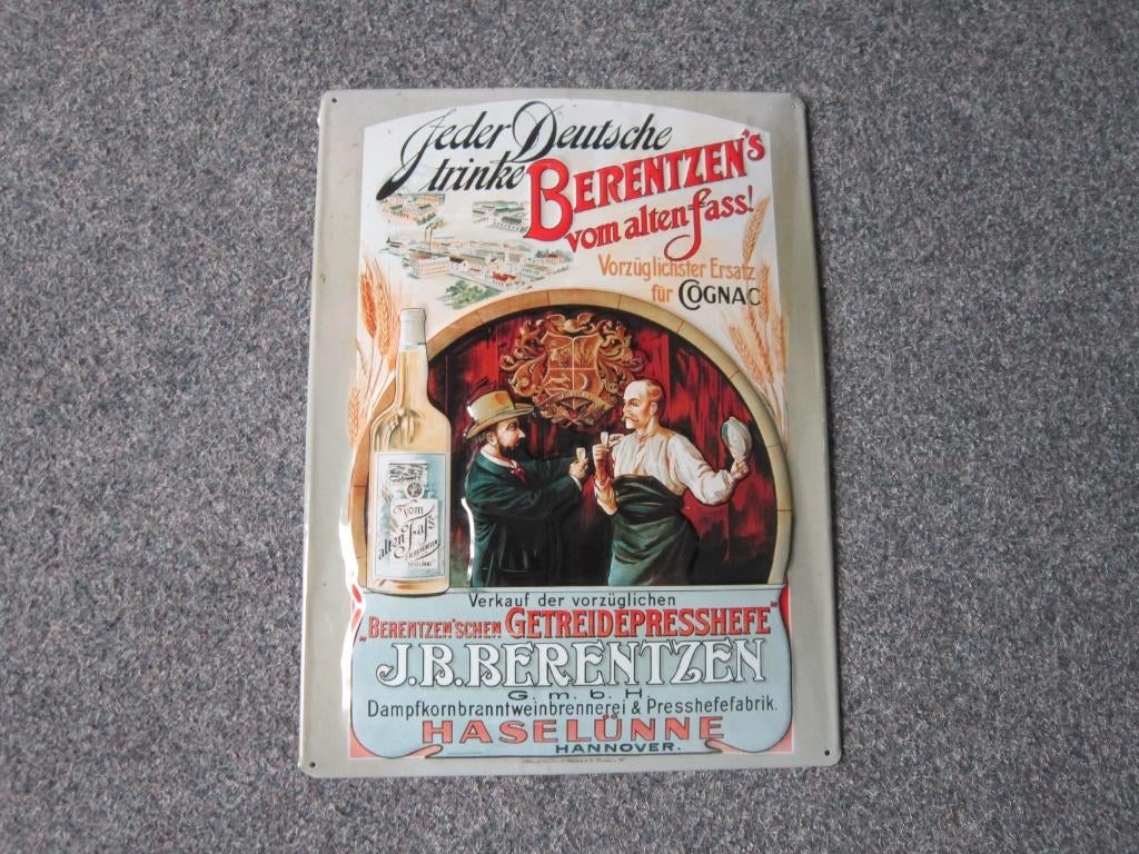 BERENTZEN BLIKKEN RECLAMEBORD, Verzamelen, Ophalen, Gebruikt, Reclamebord
