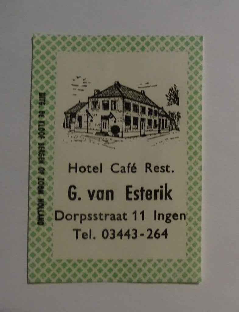 Hotel Café Rest   G. van ESTERIK   Dorpsstraat   INGEN, Verzenden, Zo goed als nieuw, Luciferdoosjes of -merken
