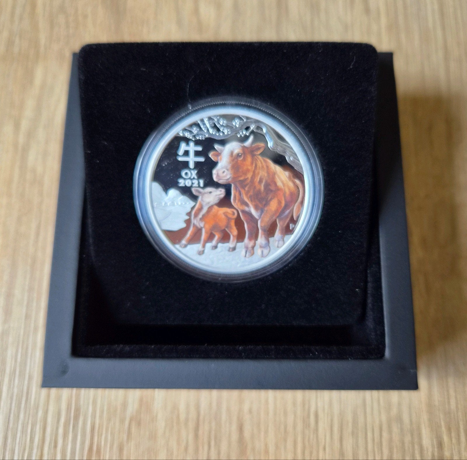 Year of the Ox 2021 1oz proof coloured coin, Ophalen of Verzenden, Zilver