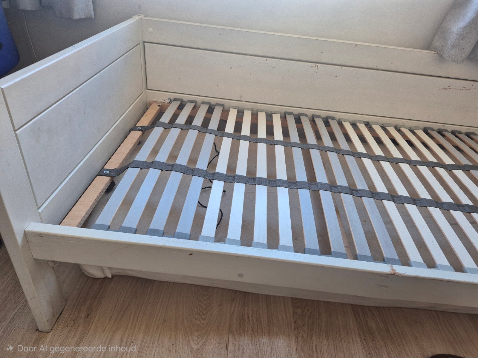 Lifetime bed 90x200 met lattenbodem, valscherm, hemelopbouw, Ophalen, Gebruikt, Lattenbodem