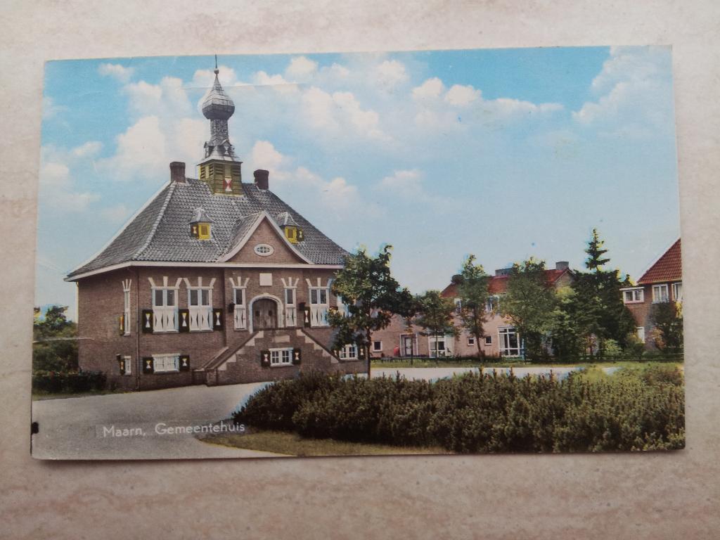 Maarn, Gemeentehuis ansichtkaart, Verzamelen, Ophalen of Verzenden, 1960 tot 1980, Gelopen, Utrecht