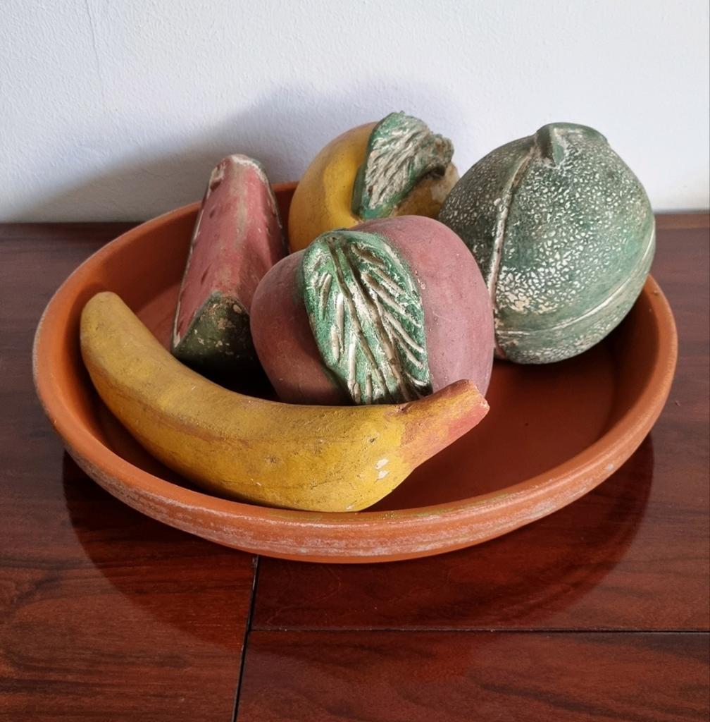 Mexicaanse terracotta fruitschaal.Schaal met 5 stukken frui, Ophalen of Verzenden