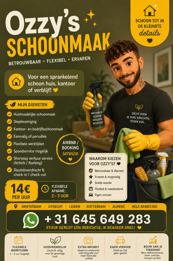 Betrouwbare schoonmaker beschikbaar, Vacatures, 33 - 40 uur, MBO, Vanaf 5 jaar, Tijdelijk contract
