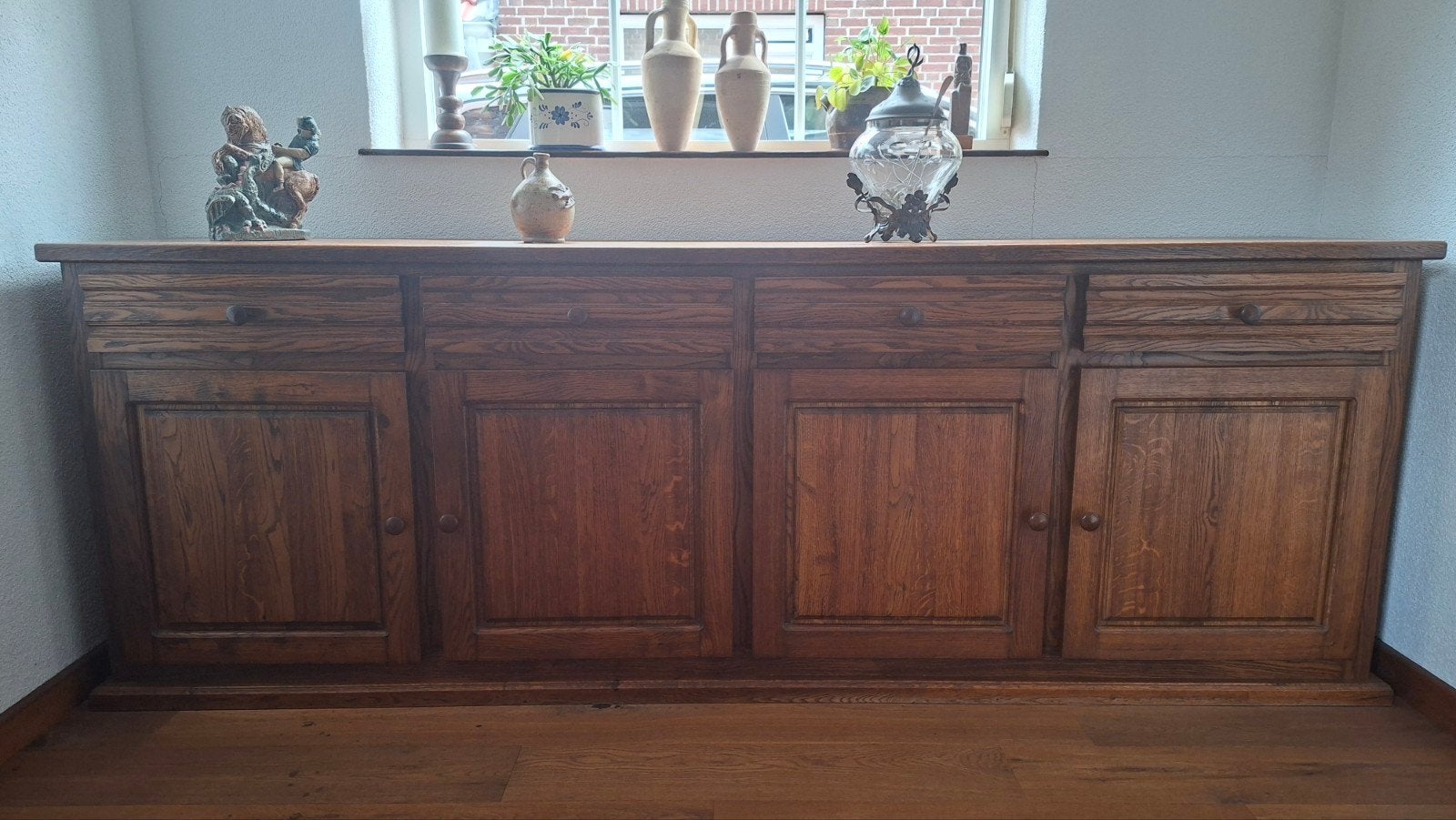 massief eikenhouten dressoir, Ophalen, Eikenhout, Zo goed als nieuw, 200 cm of meer