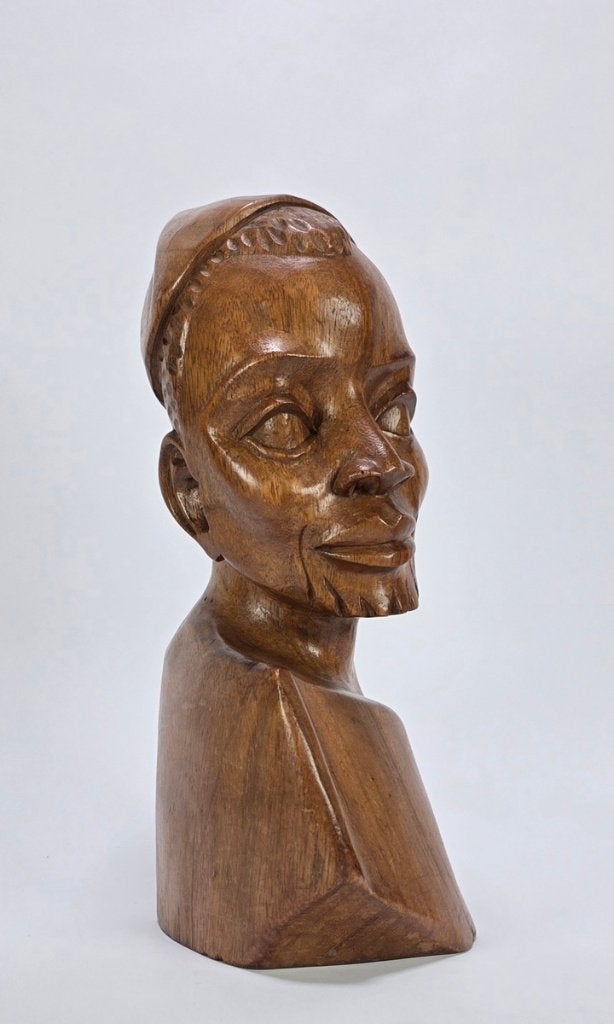 701. Houten beeld, Afrika – buste man, midden 20e eeuw, Antiek en Kunst, Ophalen, Buste, Handgemaakt, 20 - 50 cm