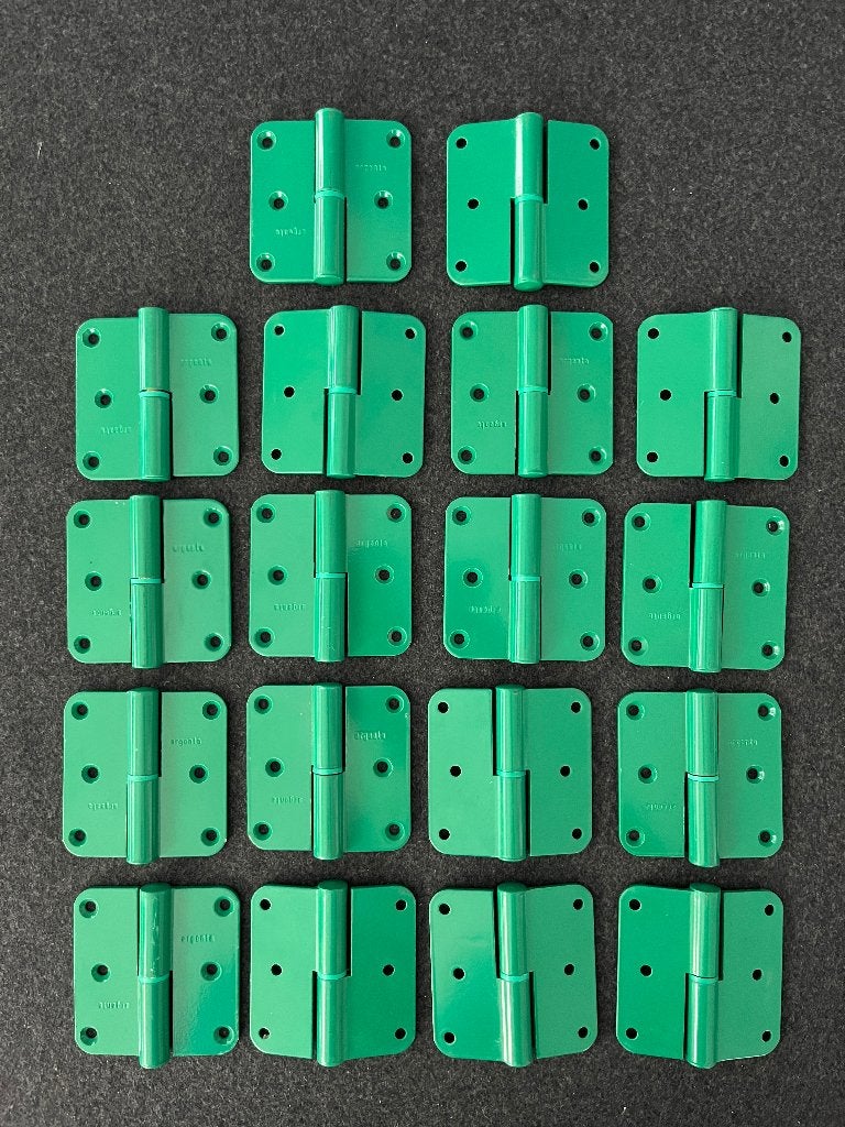 18 Argenta groen gelakte metalen scharnieren vintage, Ophalen of Verzenden, Zo goed als nieuw, IJzer, Scharnier