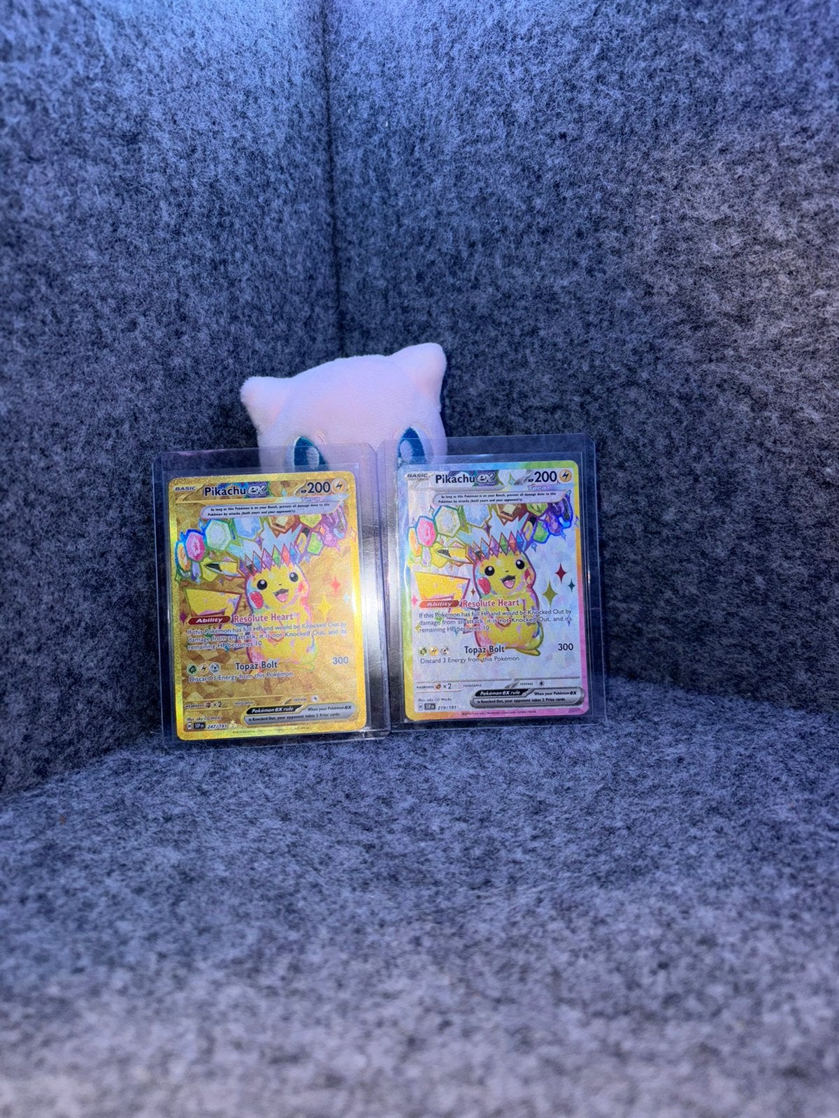 Pikachu EX - surging sparks - 217 & 247 - NM, Ophalen of Verzenden, Zo goed als nieuw