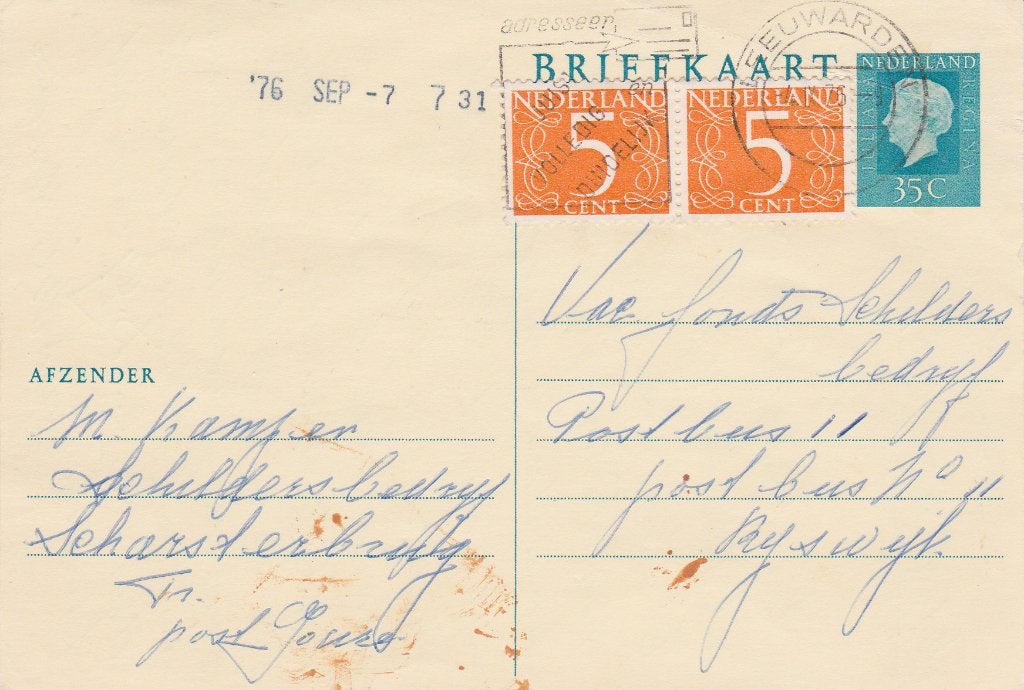 Postwaardestuk - Briefkaart. Geuzendam 353. Bijfrankering), Ophalen of Verzenden, Briefkaart