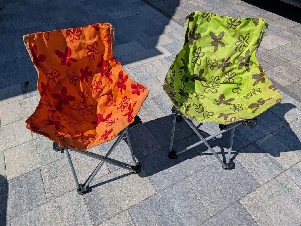 2 Eurotrail Xavier kinder campingstoelen (oranje & groen), Ophalen, Gebruikt, Campingstoel