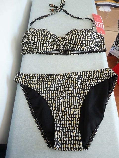 chique zwart met wit en goud bikini mt 38 Manouxx Nieuw, Nieuw, Ophalen of Verzenden, Bikini, Manouxx
