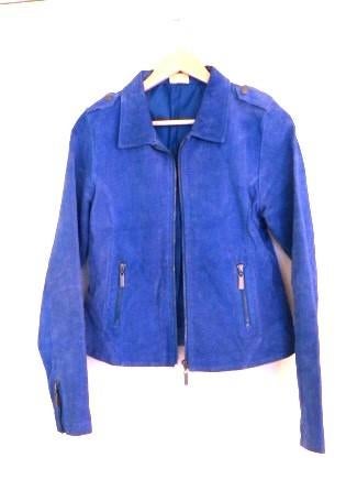 Blauw suede dames jack, mt. 38, Maat 38/40 (M), Blauw, Ophalen of Verzenden, Zo goed als nieuw