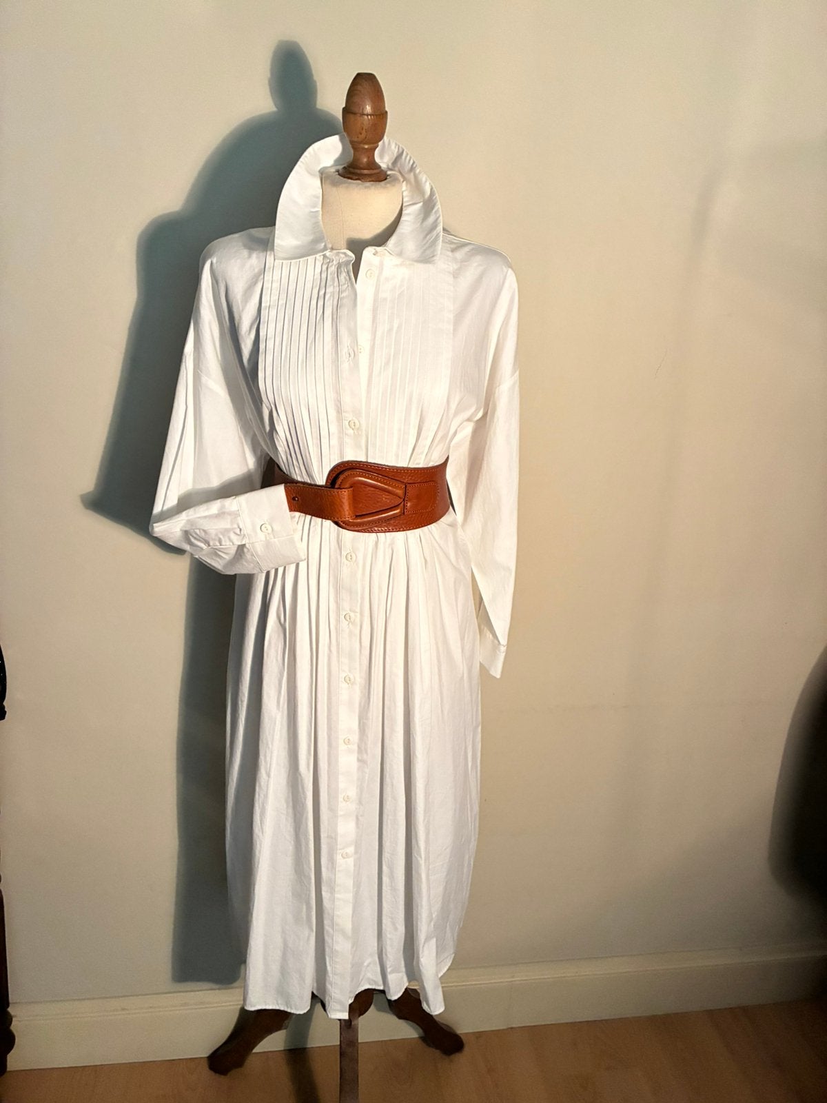 ZARA 100% HELDER WITTE KATOEN MIDI JURK, Verzenden, Maat 42/44 (L), Nieuw, Onder de knie