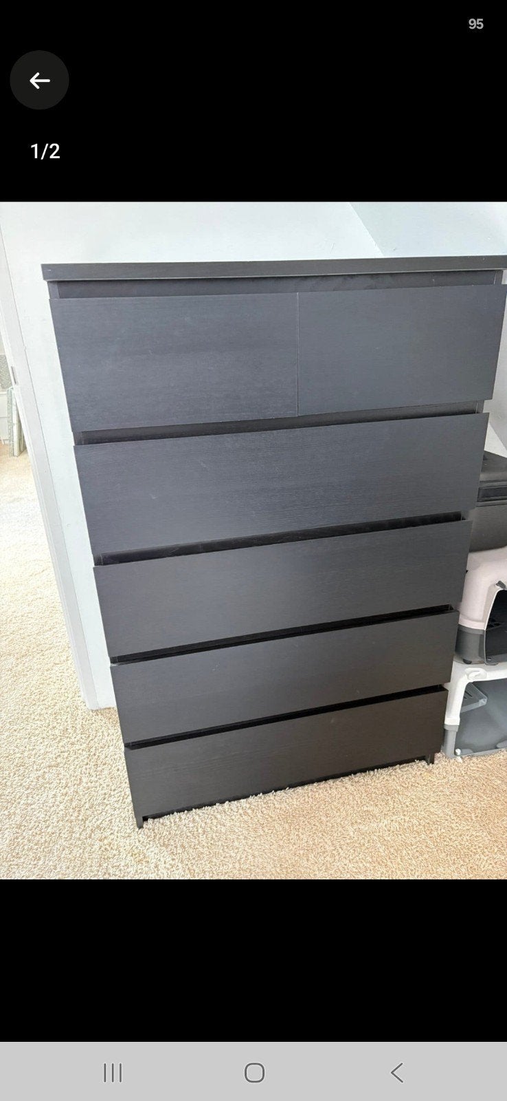 2x IKEA Malm Ladenkast Zwart, Ophalen, Gebruikt, 5 laden of meer, 100 tot 150 cm