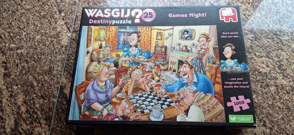 Wasgij puzzel nr 25 Games Night, Ophalen of Verzenden, 500 t/m 1500 stukjes, Zo goed als nieuw, Legpuzzel