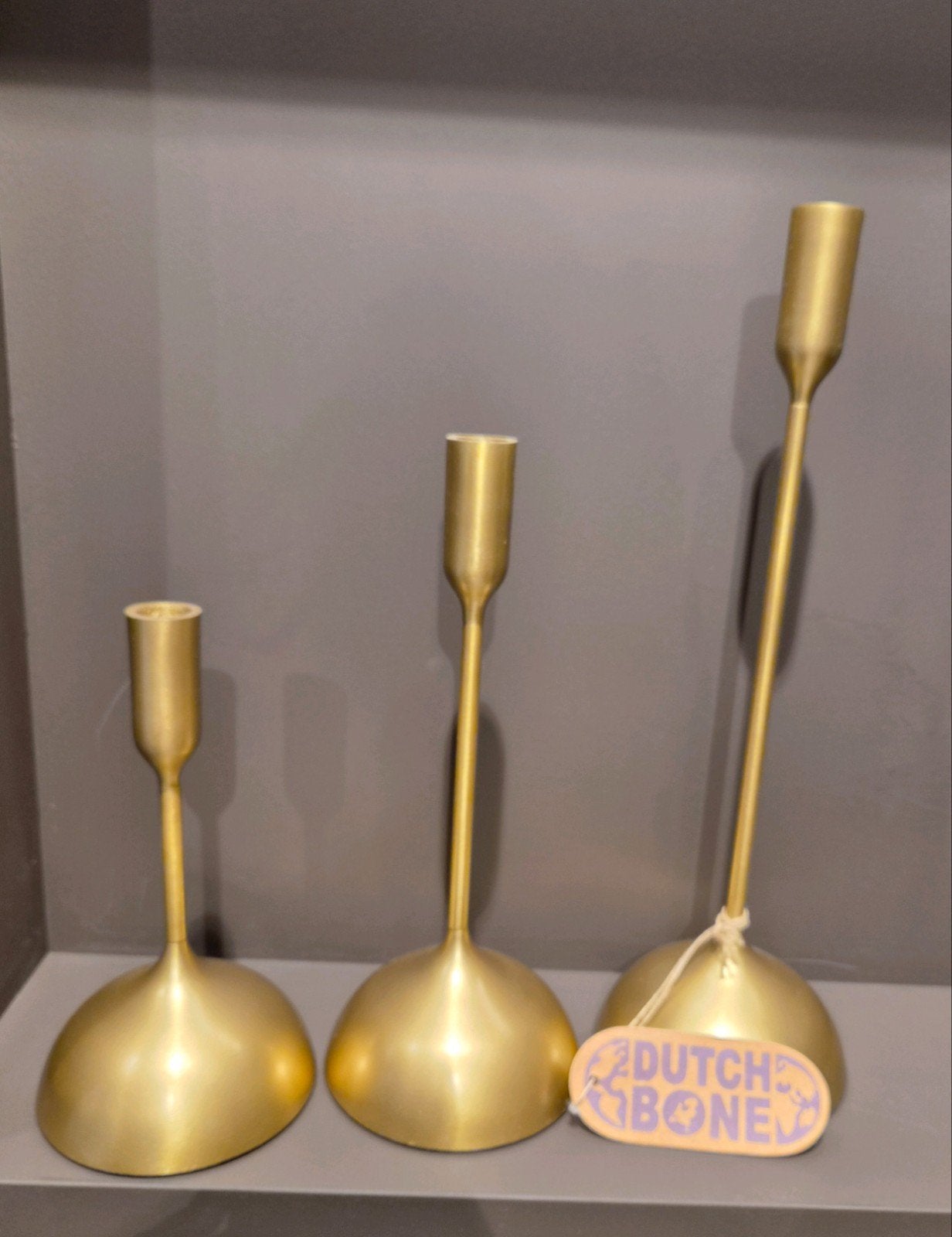 Set van 3 gouden kandelaars Sesta Dutchbone, Huis en Inrichting, Ophalen, Nieuw, Goud, Kandelaar
