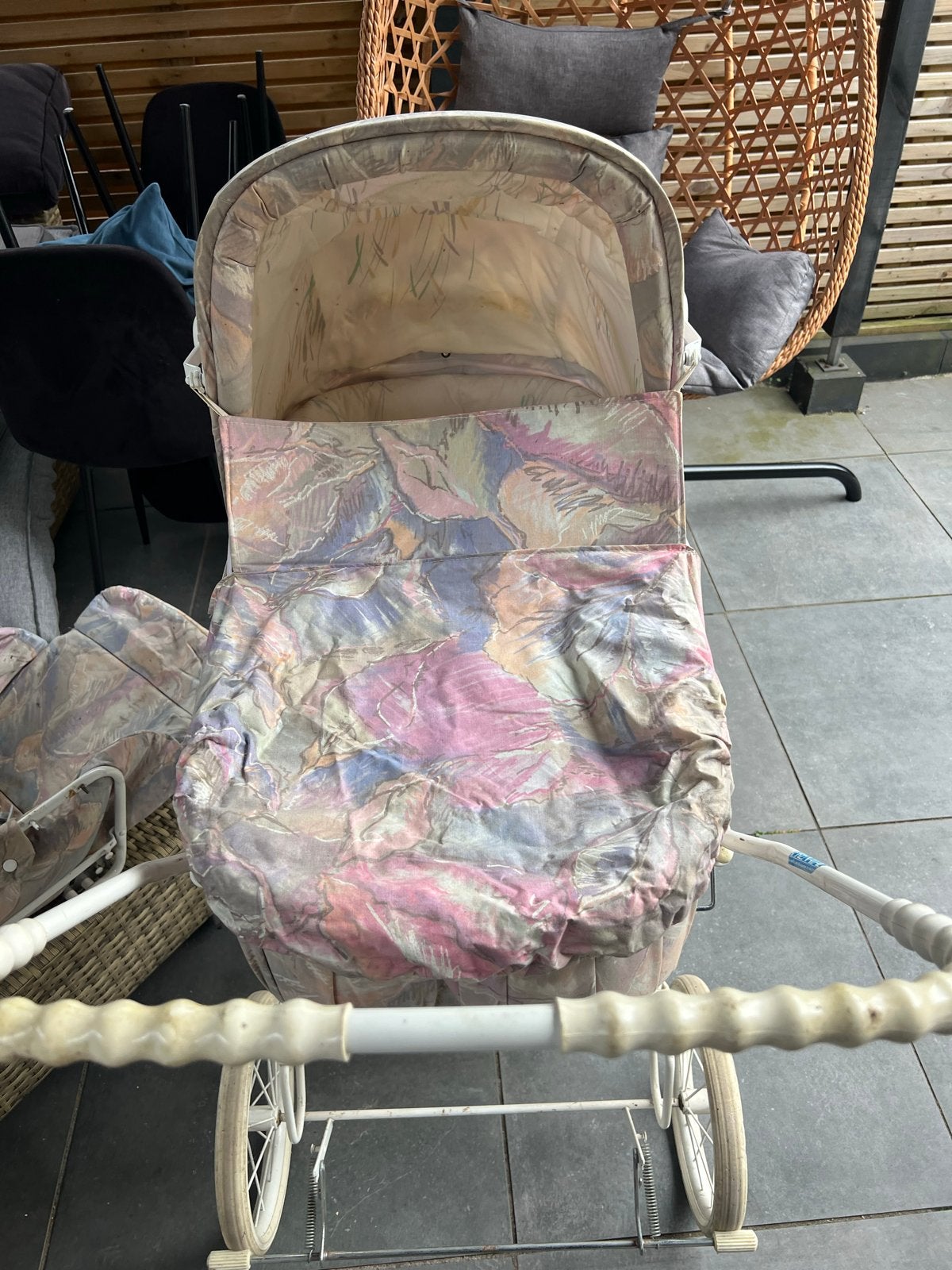 Vintage Mutserts kinderwagen met bloemenprint, Ophalen of Verzenden, Gebruikt, Kinderwagen, Overige merken