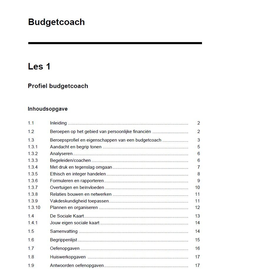 Cursus Budgetcoach, Ophalen, Alpha