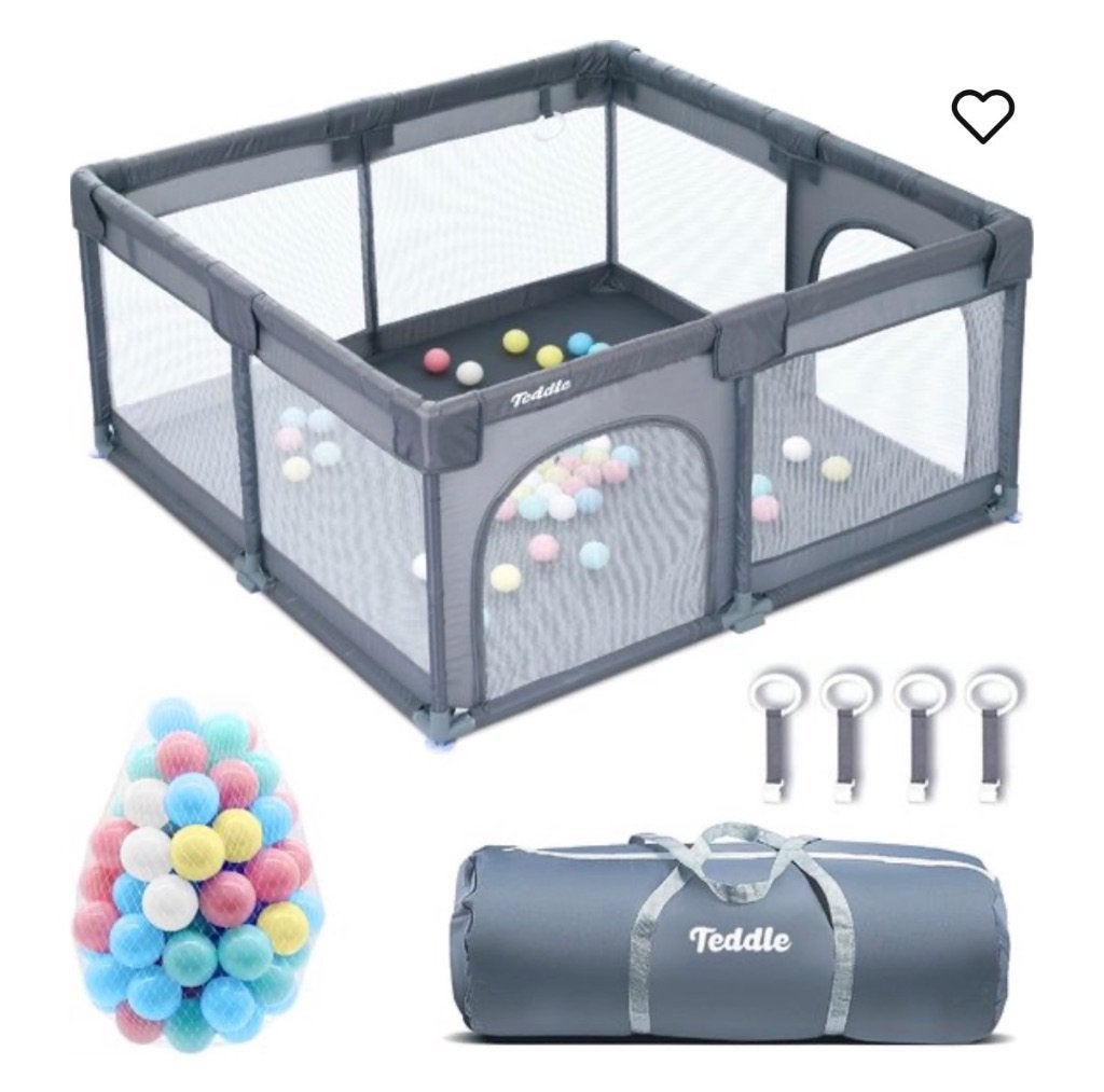 Teddle Playpen - Grey, Ophalen, Zo goed als nieuw, Rechthoekig, Boxkleed