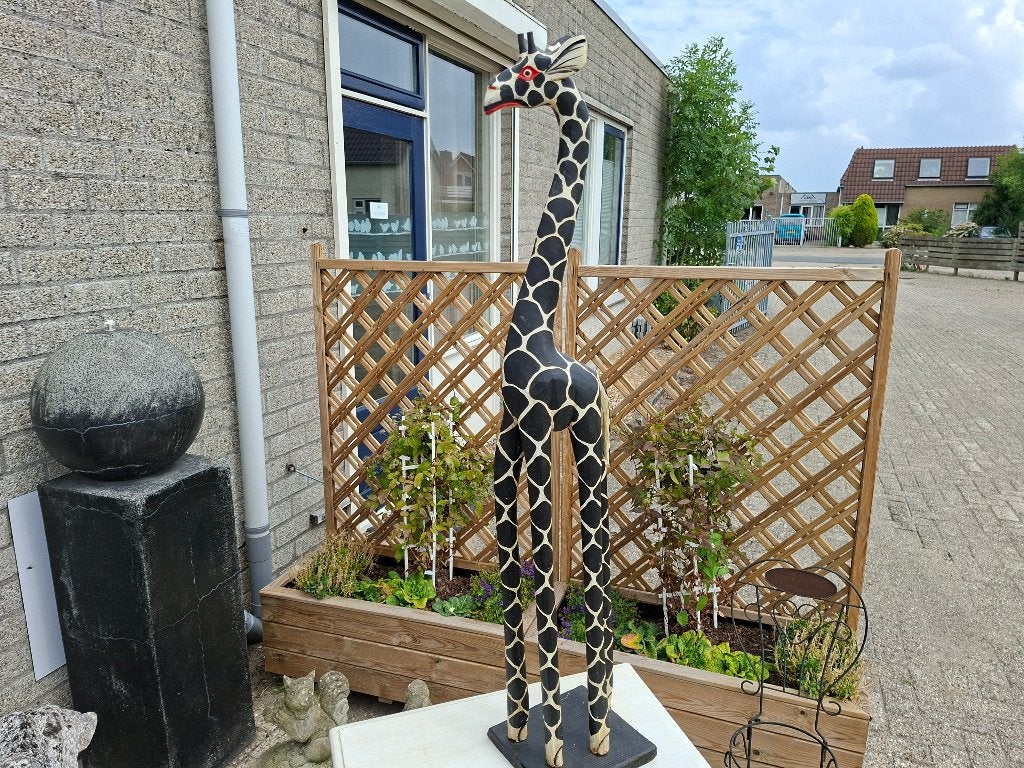 schitterende grote houten handgemaakte giraf, Antiek en Kunst, Ophalen of Verzenden, Beschilderd, Houtsnijwerk