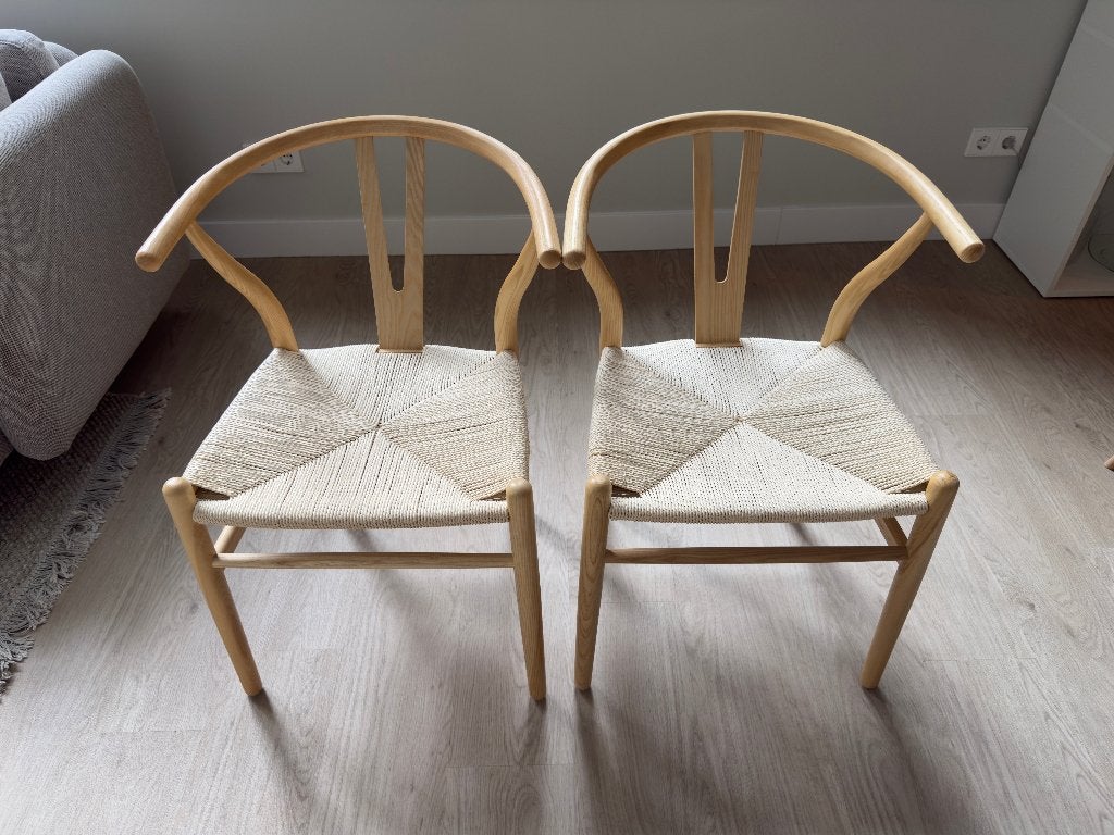 2x Design stoel Wishbone-y chair natural, Huis en Inrichting, Stoelen, Ophalen, Twee, Overige kleuren, Zo goed als nieuw