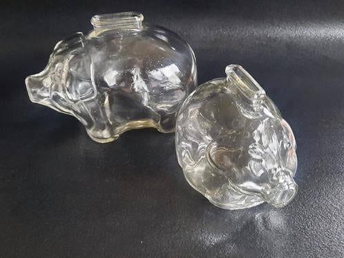 glazen spaarpotten varken - spaarvarken ~vintage ~, Verzamelen, Spaarpotten, Ophalen of Verzenden, Zo goed als nieuw, Overige materialen