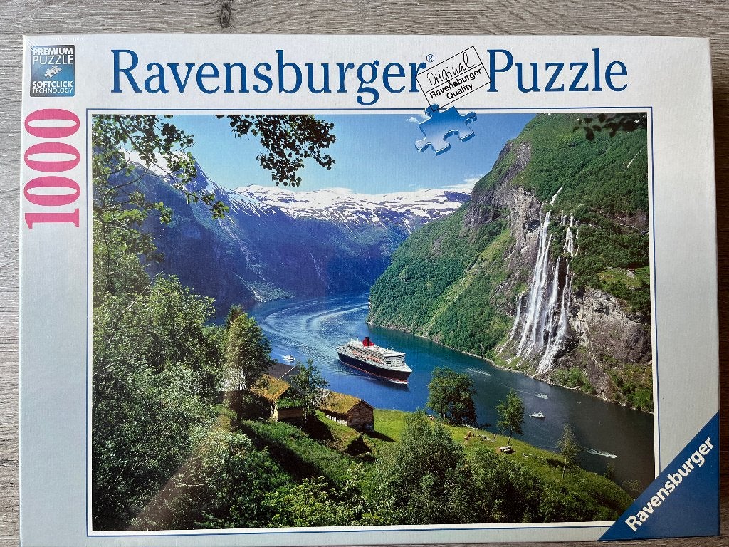 Puzzel Ravensburger Noorse Fjord Geirangerfjord, Ophalen of Verzenden, 500 t/m 1500 stukjes, Nieuw, Legpuzzel