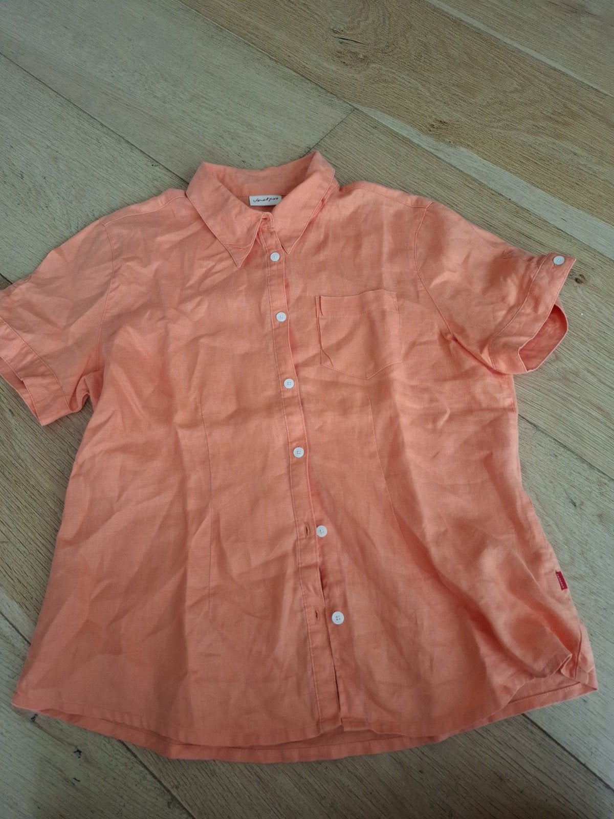 Jackpot oranje linnen blouse met korte mouwen, Jackpot, Oranje, Ophalen of Verzenden, Zo goed als nieuw