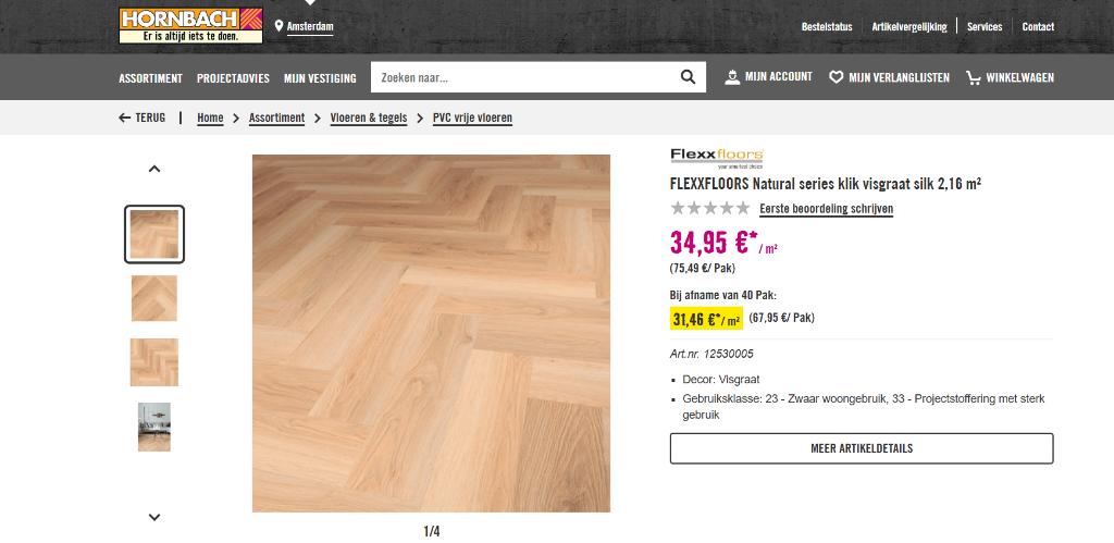 FLEXXFLOORS Natural series klik visgraat silk vloer PVC, Ophalen, Kunststof, Gebruikt, 50 tot 150 cm