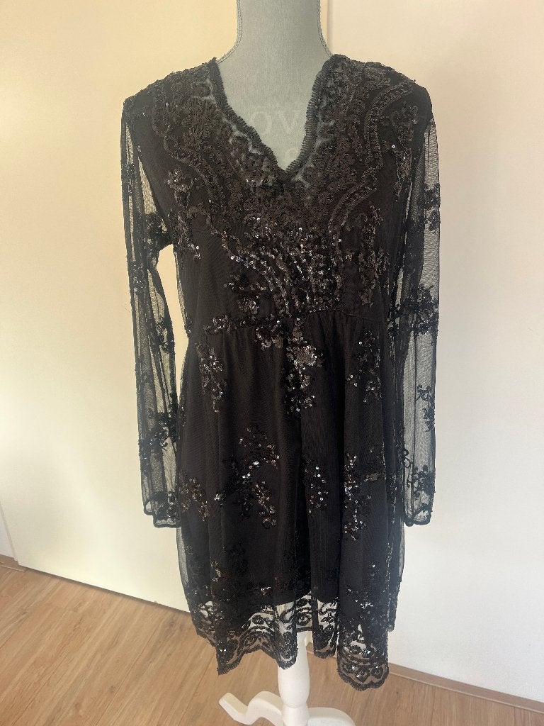 Zwart jurkje met pailletten - Miliana, Kleding | Dames, Jurken, Maat 38/40 (M), Zwart, Miliana, Ophalen of Verzenden