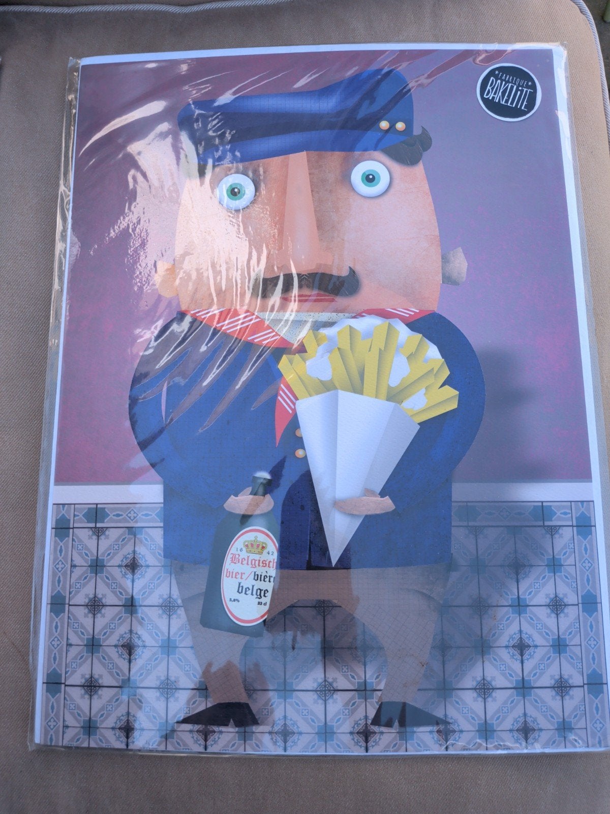 Bakeliet Belgische Frietjes & Bier Poster, Ophalen of Verzenden, Nieuw, Meerkleurig